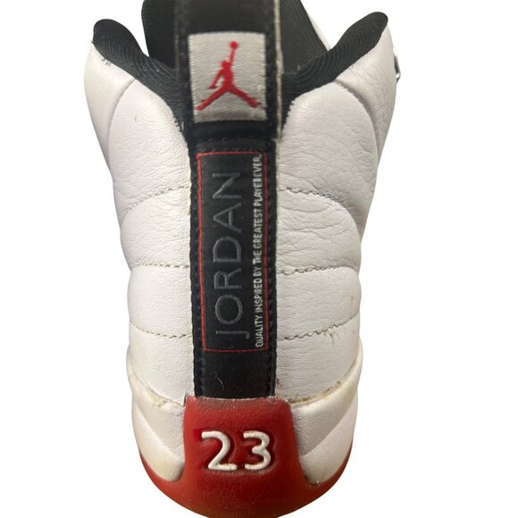 Air Jordan 12 Retro White/Red Leather Sneakers Youth Size 6Y - Picture 3 of 6